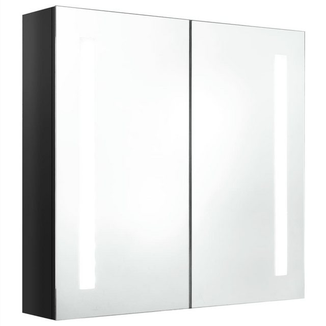vidaXL Badezimmerspiegelschrank LED-Spiegelschrank fürs Bad Glänzend Schwarz 62x14x60 cm