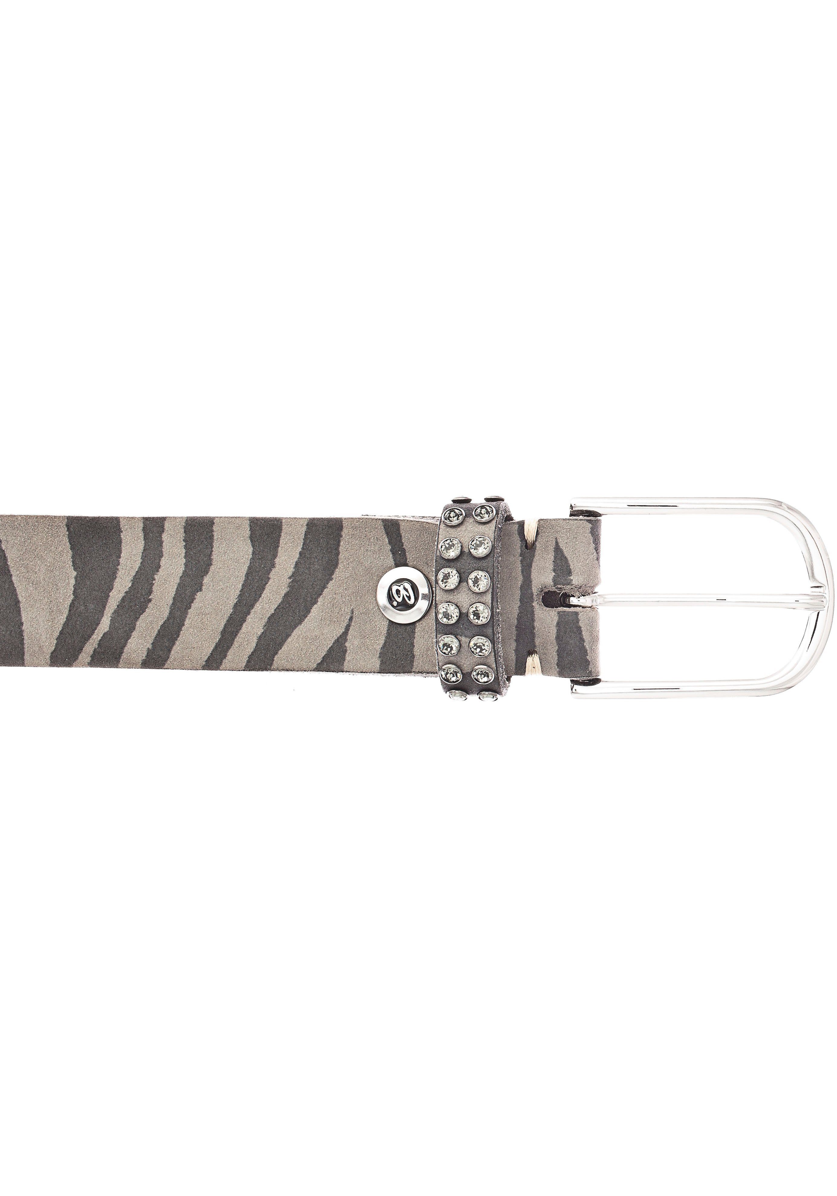 b.belt Swarovski Kristallen Ledergürtel von mit grau-taupe