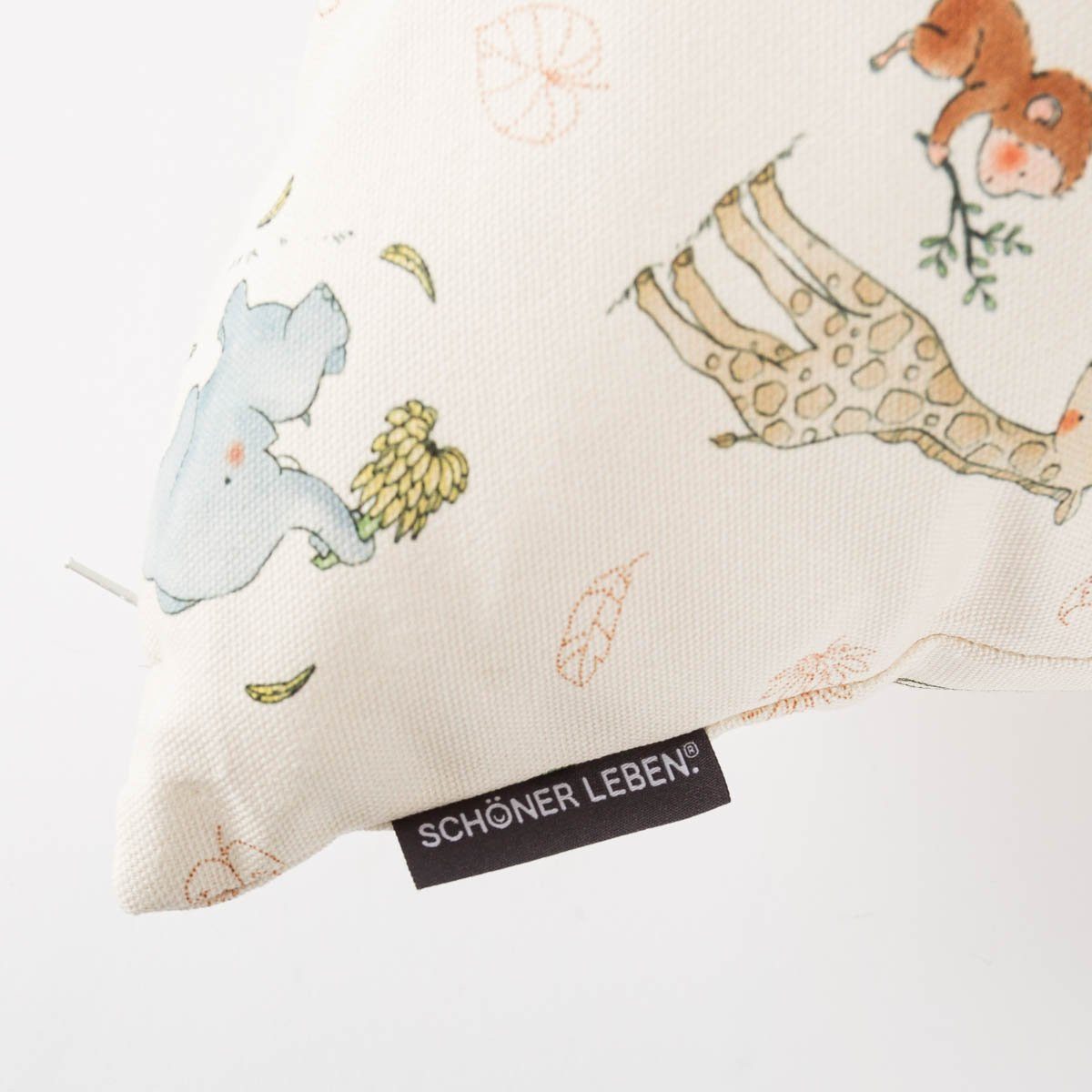 SCHÖNER LEBEN. Dekokissen Kissenhülle Dschungeltiere beige bunt div. Größen SCHÖNER LEBEN
