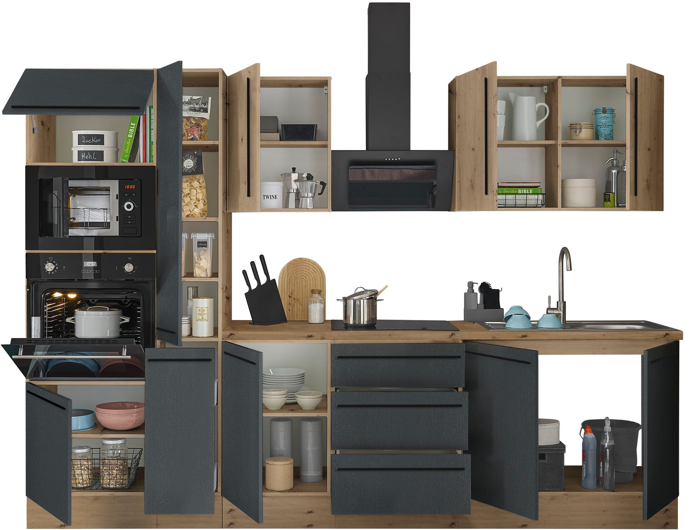 KOCHSTATION Küchenzeile Florida, Breite 300 cm, wahlweise mit E-Geräten,Sof günstig online kaufen