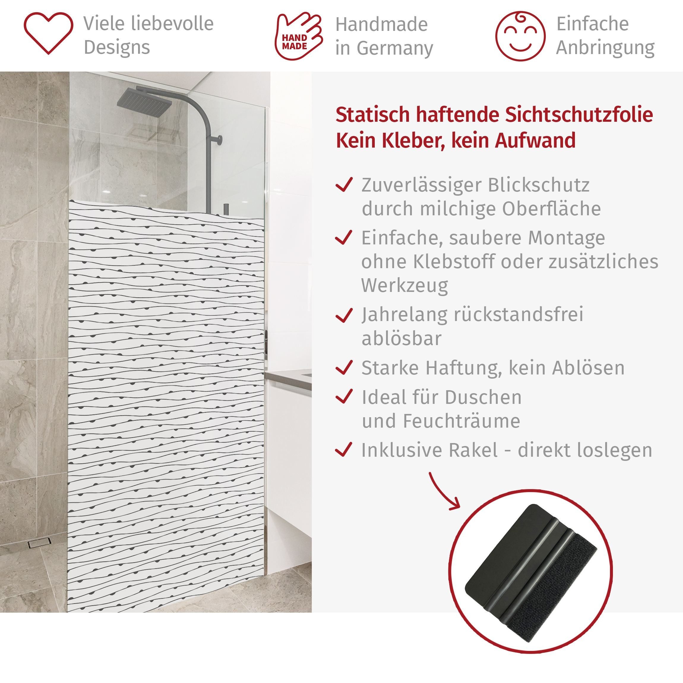 Bilderdepot24 Fensterfolie Dusche blickdicht statisch haftend einfarbig, blickdicht, Statisch haftend, blickdicht, wasserfest, wiederverwendbar, ablösbar
