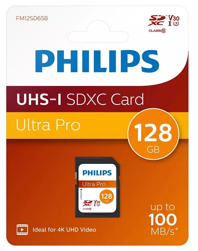 Philips Philips SDXC Karte 128GB Speicherkarte UHS-I U3 V30 A1 Class 10 Speicherkarte