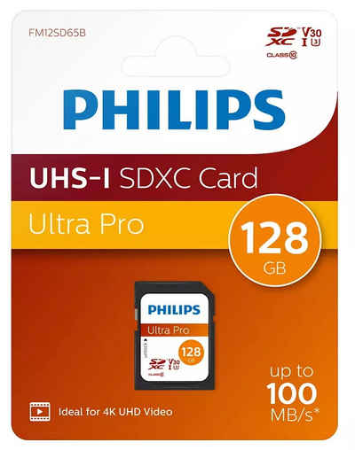 Philips Philips SDXC Karte 128GB Speicherkarte UHS-I U3 V30 A1 Class 10 Speicherkarte