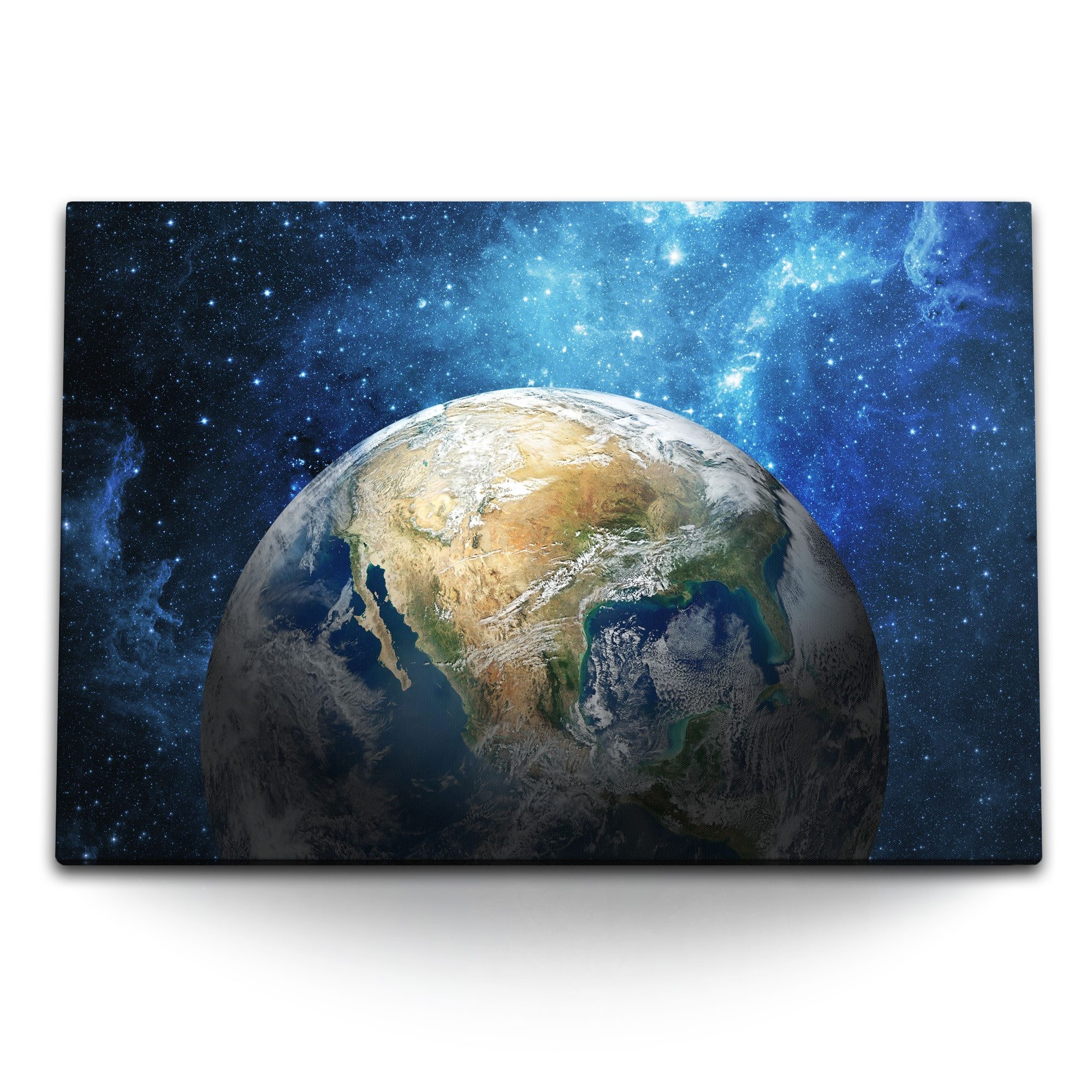 Leinwandbild 120x80cm Wandbild auf Leinwand Erde Weltall Grüner Planet Sterne Galax