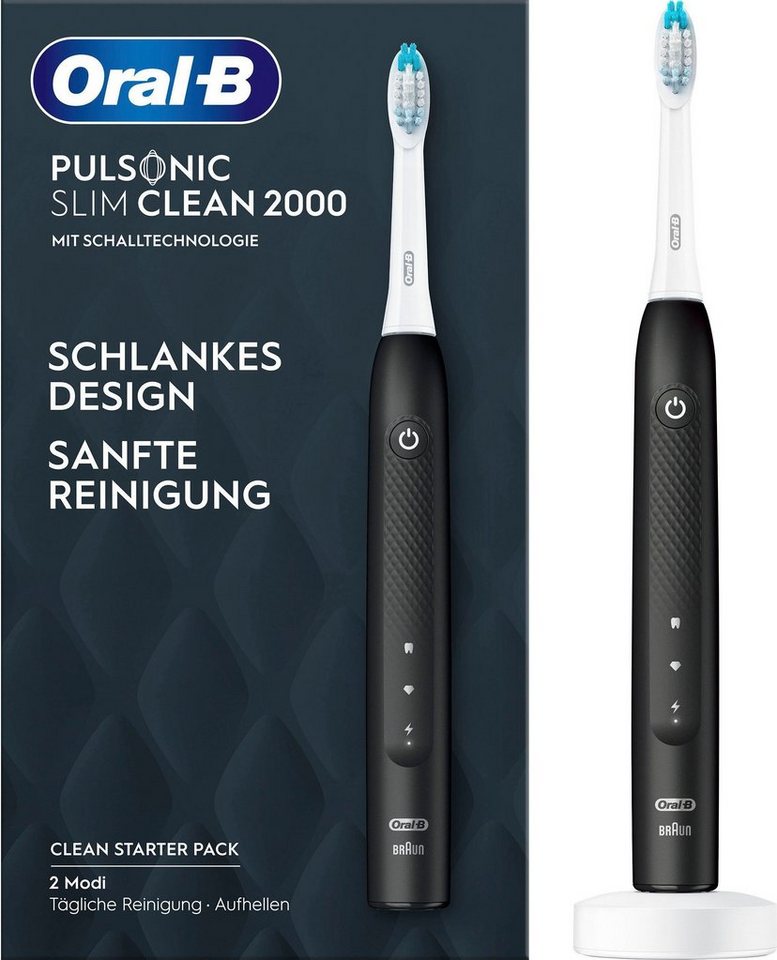 Oral-B Schallzahnbürste Pulsonic Slim Clean 2000, Aufsteckbürsten: 1 St.,  Der runde Bürstenkopt sorgt für sauberere Zähne und gesünderes Zahnfleisch