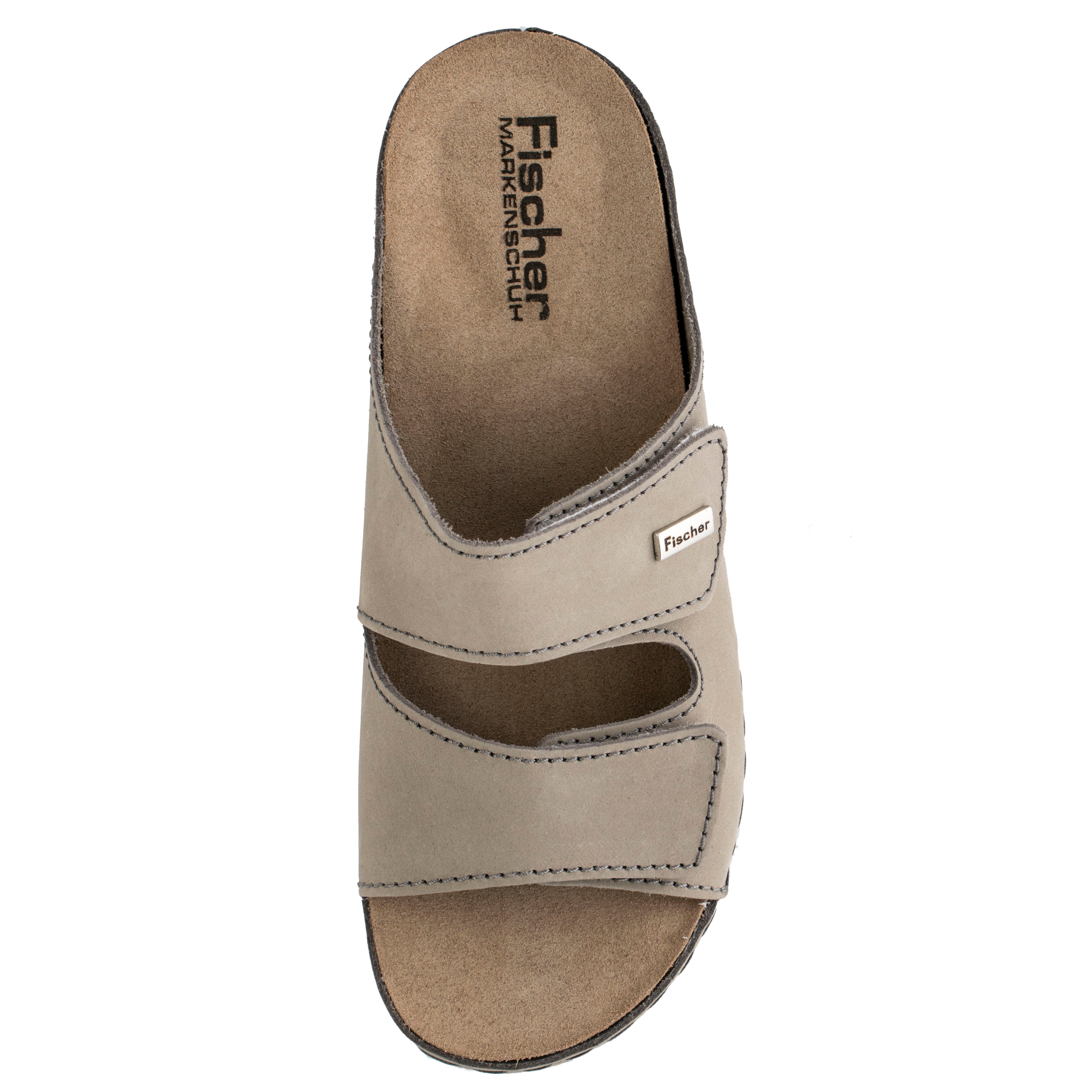 Fischer-Markenschuh Michaela Pantolette aus Nubukleder, herausnehmbare Einlegesohle aus Leder, Weite G