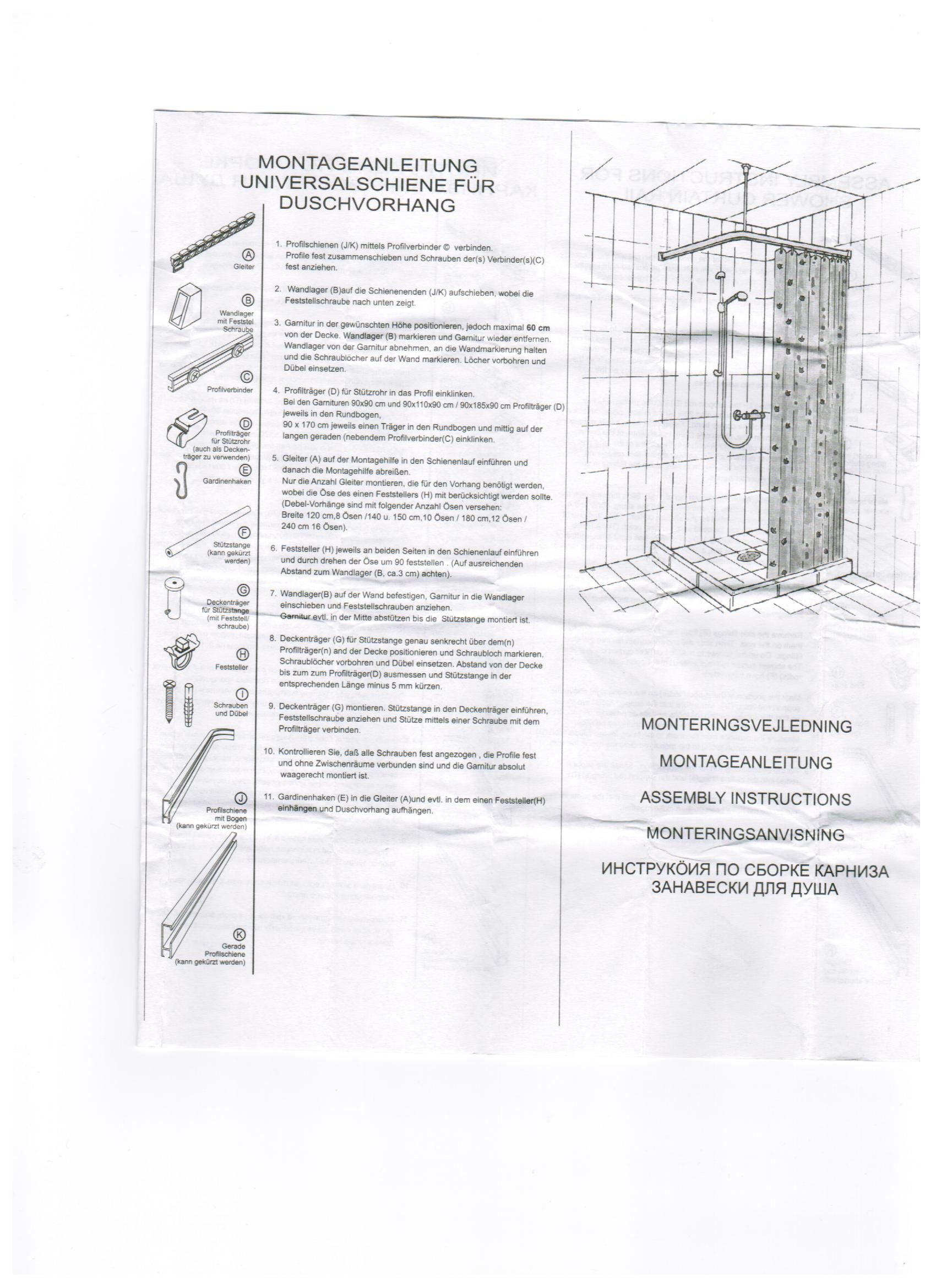 LikeKa Duschvorhangstange komplettset mit Duschvorhang,Gleitern und 2 Deckenhalterungen, Barrierefrei, behindertengerecht Bequemes durchschieben des Vorhangs
