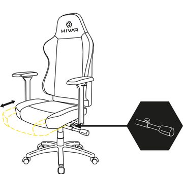 HIVAR Gaming-Stuhl ORBICAL AURORA, Sitztiefenverstellung, höhenverstellbare Rückenlehne, Lordosenstütze, 4D Armlehnen, Wippwiderstand, Synchronmechanik, TÜV geprüft, Belastbarkeit 130 kg