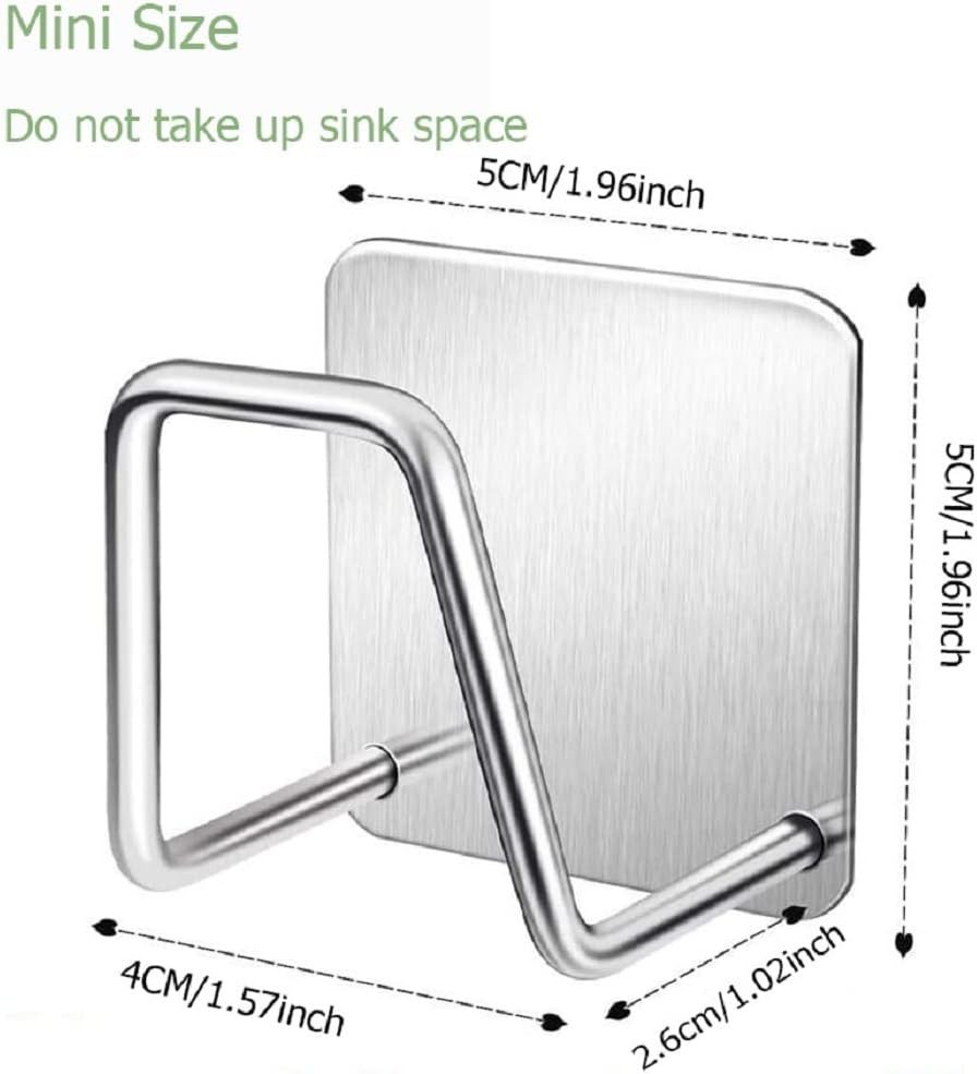 FELIXLEO Küchenorganizer-Set 2 Stücke Schwammhalter Spülbecken Edelstahl Selbstklebend Silber – Bild 2 von 5