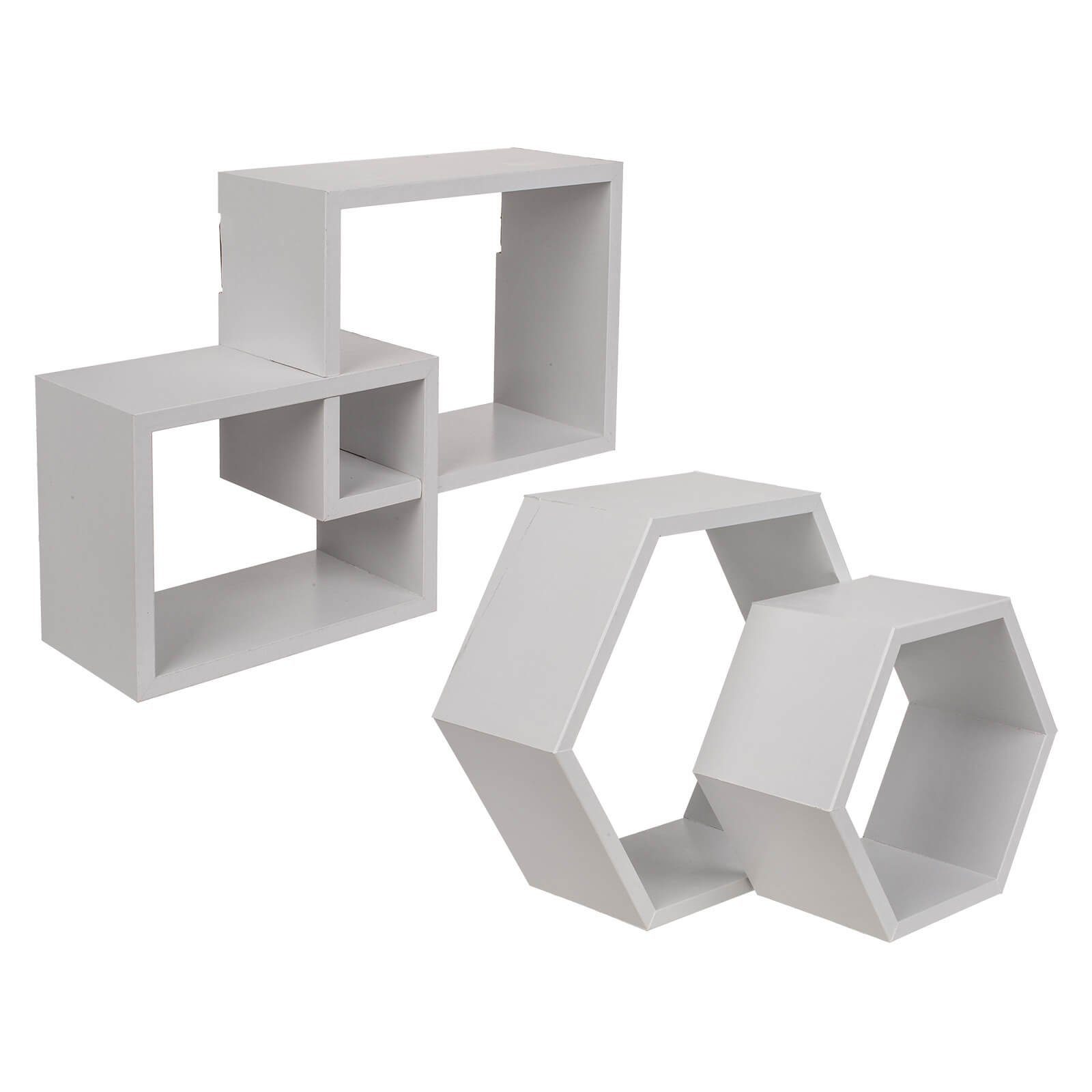 Out of the Blue Deko-Wandregal 3er Set Holz Deko Wandregal 6-eckig 4-eckig günstig online kaufen