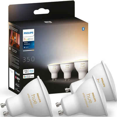 Philips Hue White Ambiance GU10 Dreierpack 3x230lm LED-Leuchtmittel, GU10, 3 St., Warmweiß, CCT-Farbtemperatursteuerung - warmweiß bis tageslichtweiß