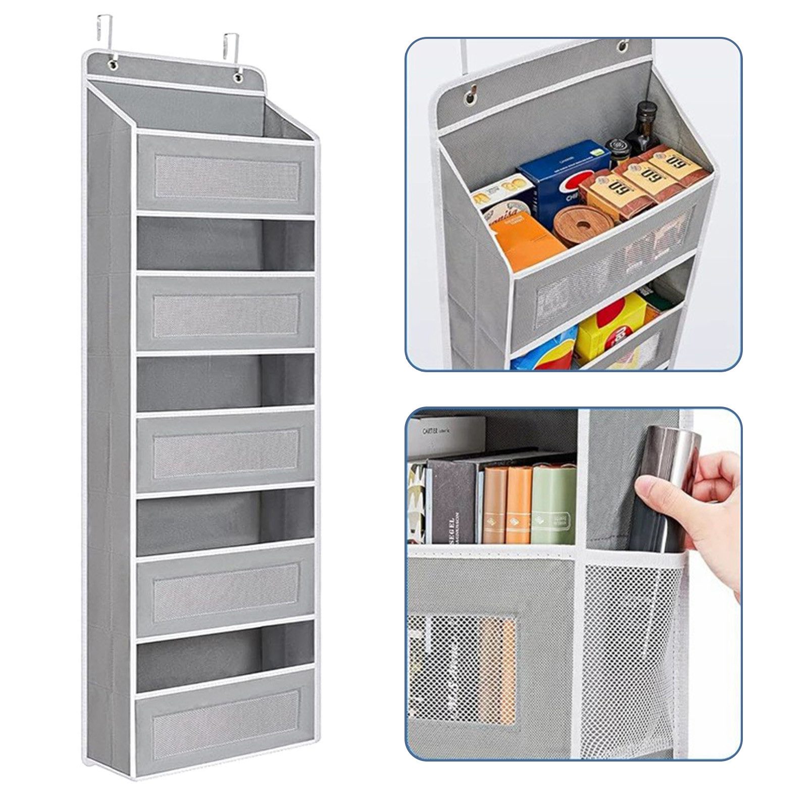 MODFU Hängeregal Tür-Hängeorganizer mit 5 Fächer und Haken, Stoffregal Ordnungssystem Kleiderschrank Organizer 1-tlg., Hängend mit Metallhaken für Tür Bad Kinderzimmer Wohnzimmer
