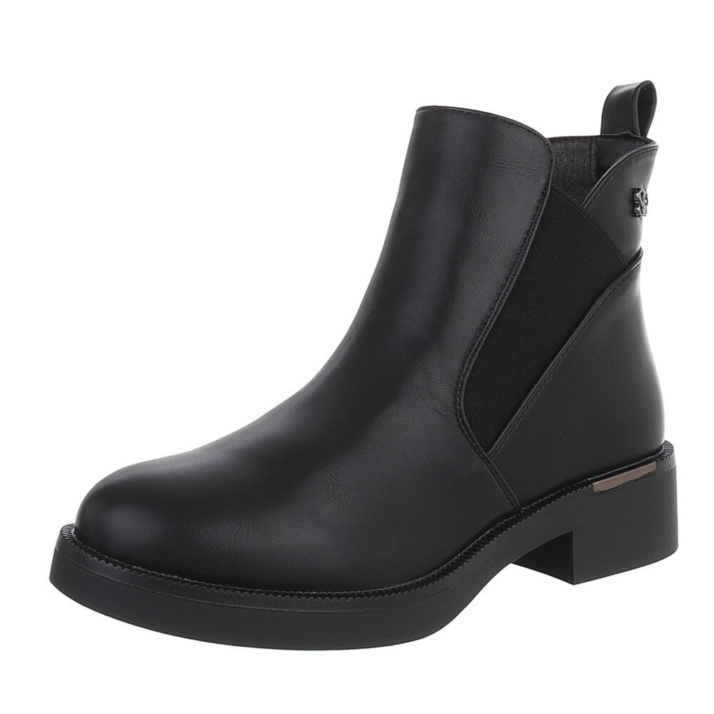 Ital-Design Damen Chelsea Boot mit Blockabsatz und Profilsohle Stiefelette (92355190) Blockabsatz Chelsea Boots in Schwarz