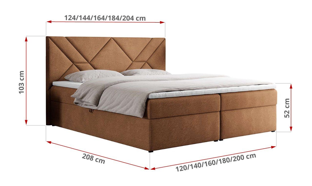 Boxspringbett MKS Topper NEOMI, Multipocket-Matratze Doppelbett, mit MÖBEL