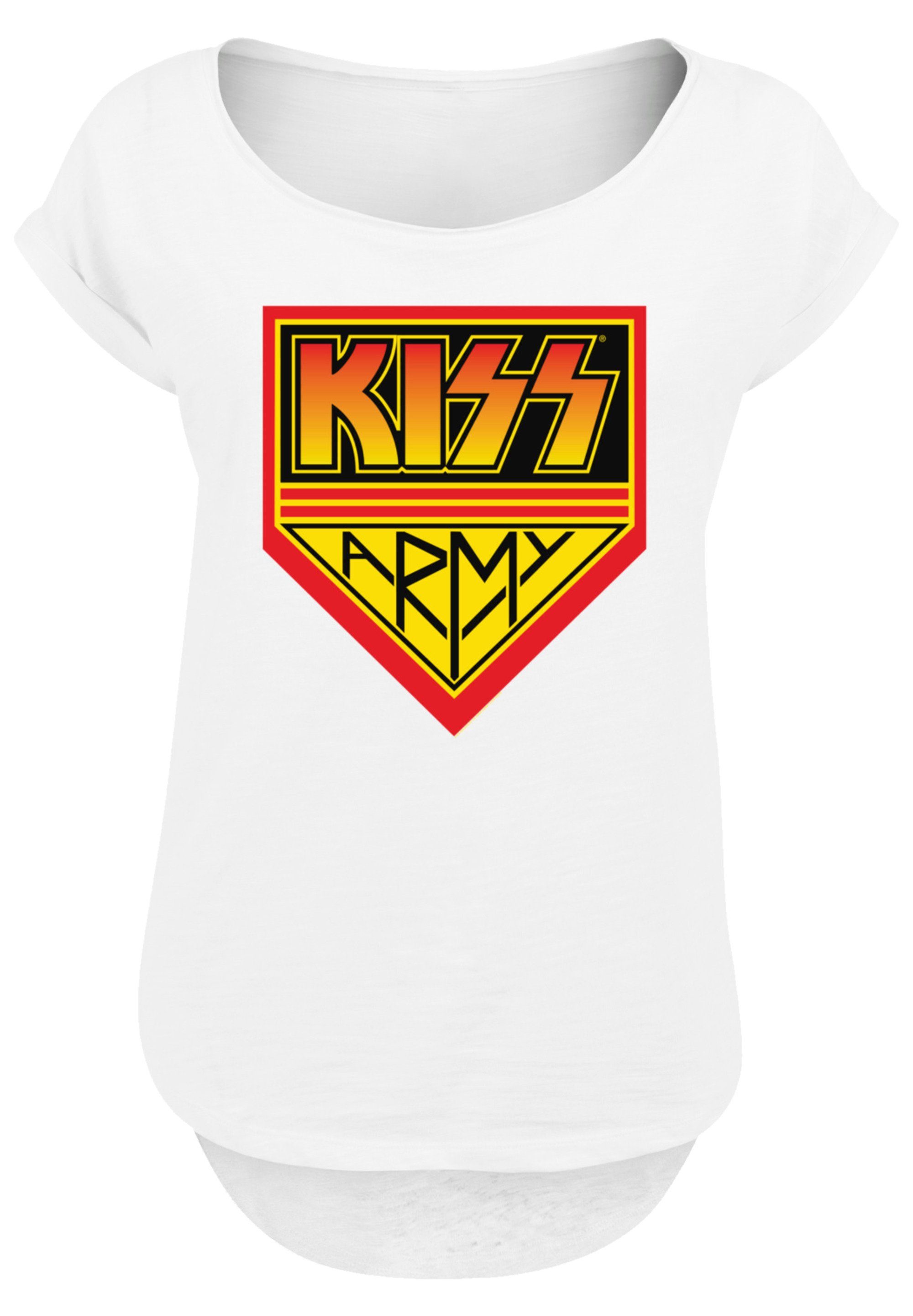 Logo T-Shirt Rock Musik, Rock Army lang Damen Band By Premium Off, extra Hinten F4NT4STIC Kiss Qualität, T-Shirt geschnittenes