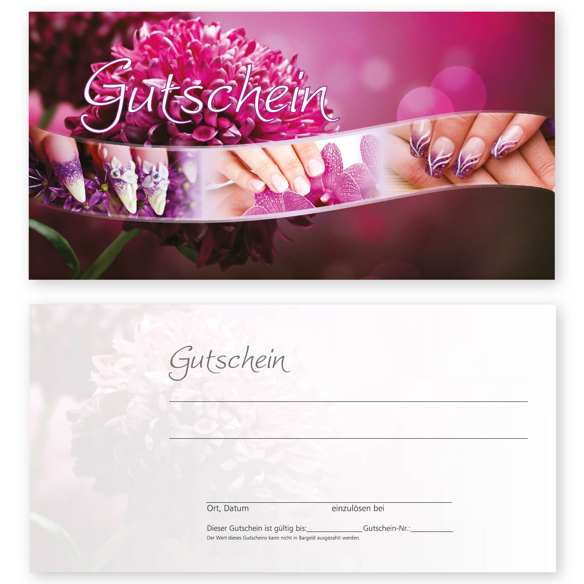 Geschenkkarte 50 Nagelstudio Gutscheinkarten für Maniküre & Nail Art (zum Verkaufen)