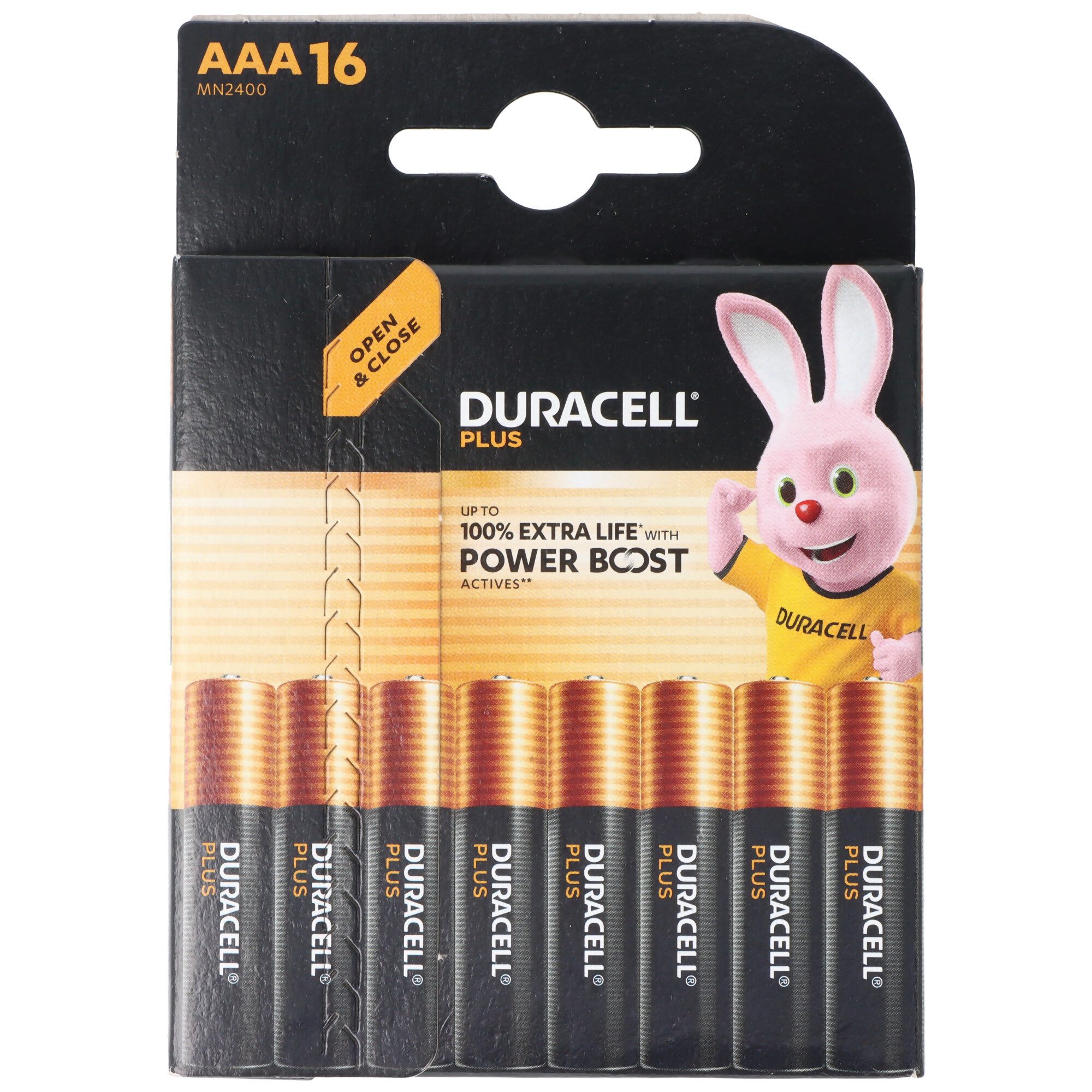 Duracell Duracell Plus Power Boost MN2400 Micro AAA Batterie 16er Blister Batterie, (1,5 V)