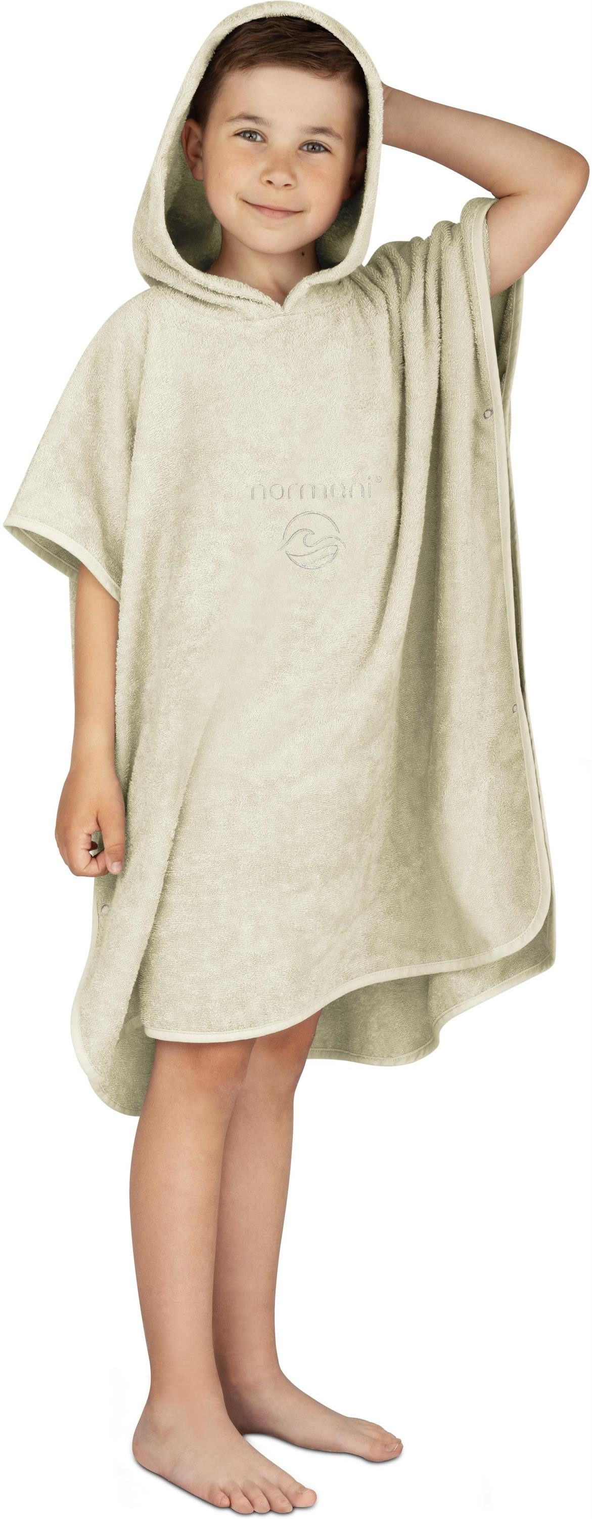 normani Badeponcho Badeponcho aus Bio-Baumwolle für Kinder, Bio-Baumwolle, Kapuze, Schlupf, Kinderbademantel mit Kapuze Strandponcho