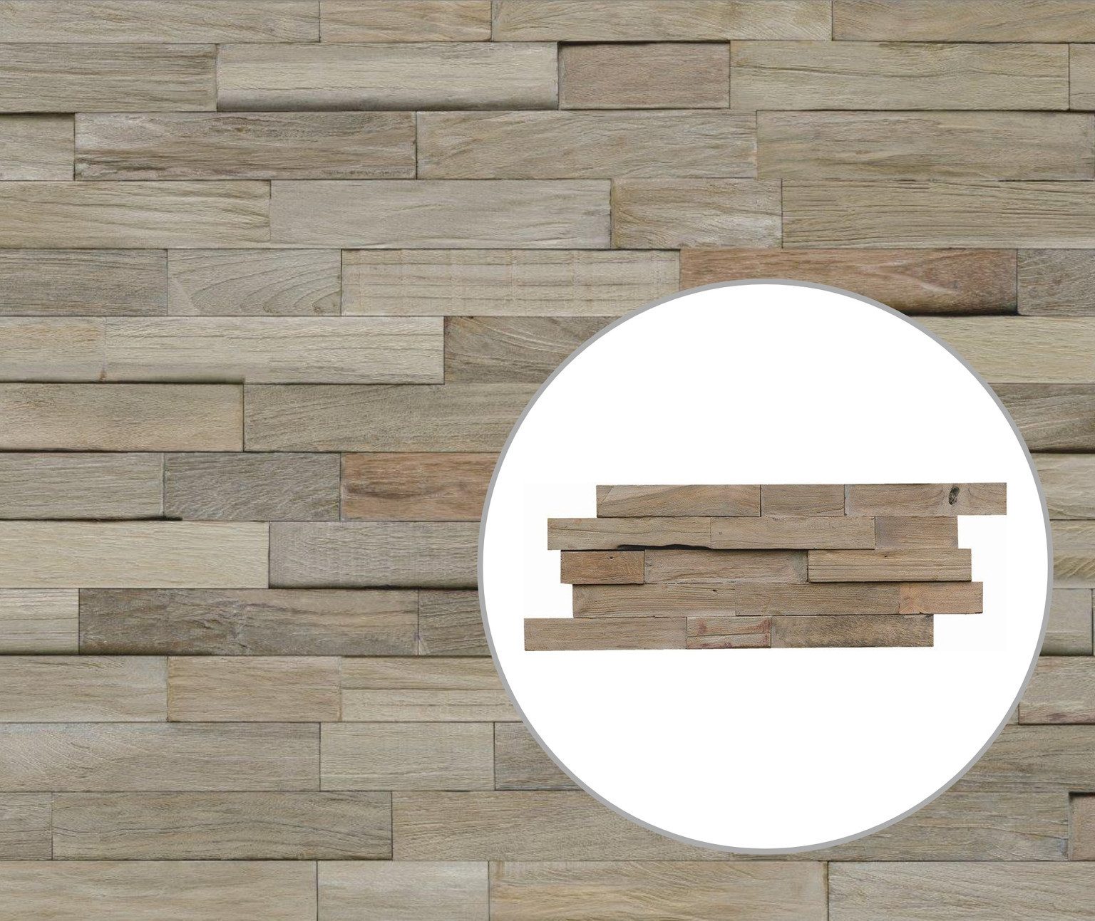 INDO Wandpaneel INDO Wandverkleidung 3D, BxL: 20x50 cm, 0.1 qm, (10-tlg) INDO Wandverkleidung 3D: teak