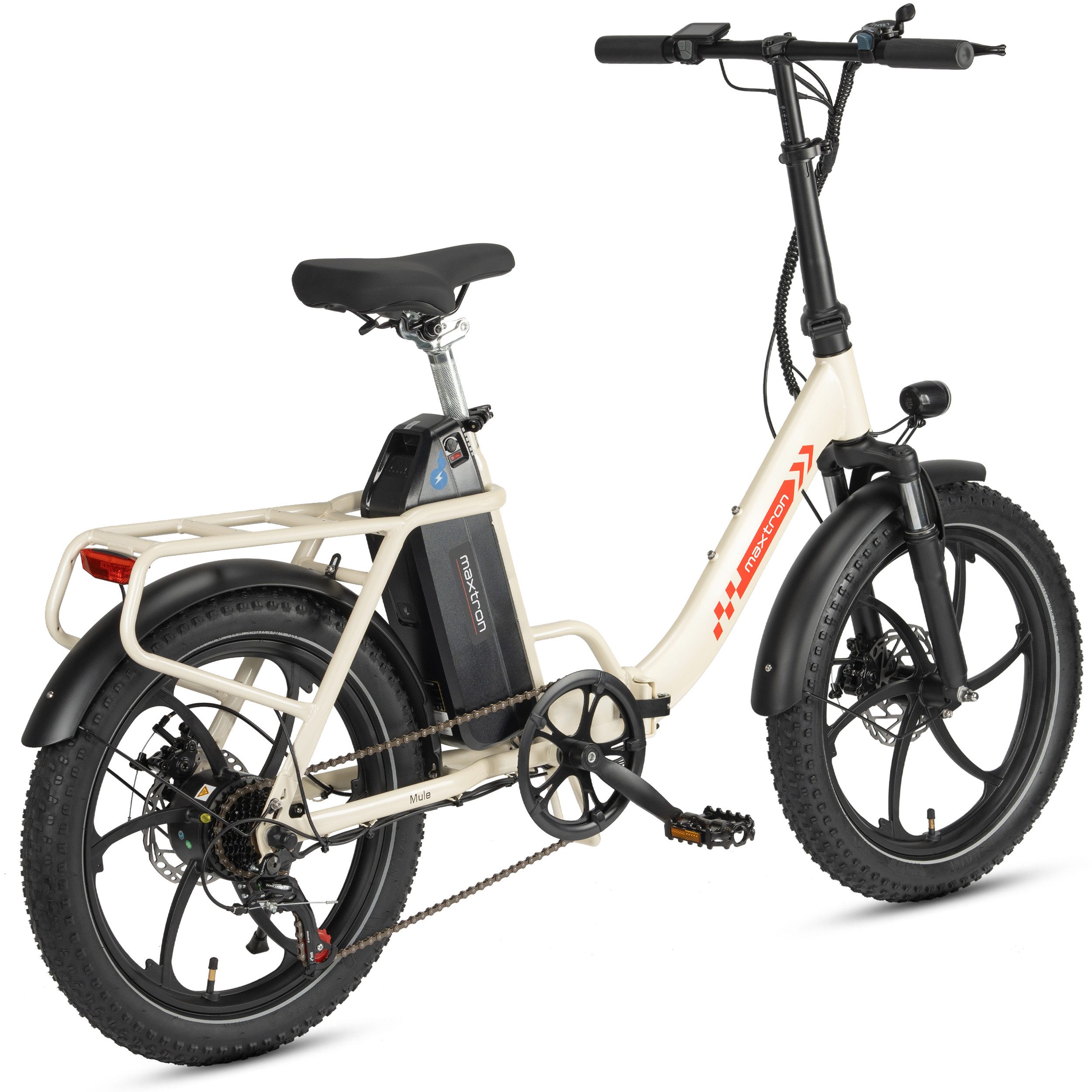 Maxtron E-Bike Klapprad Maxtron MULE Klapprad, 7 Gang Shimano ALTUS Schaltwerk, Kettenschaltung, 960 Wh, (Packung), Stadt & Abenteuer: 20" Fatbike mit XXL 20Ah Akku.