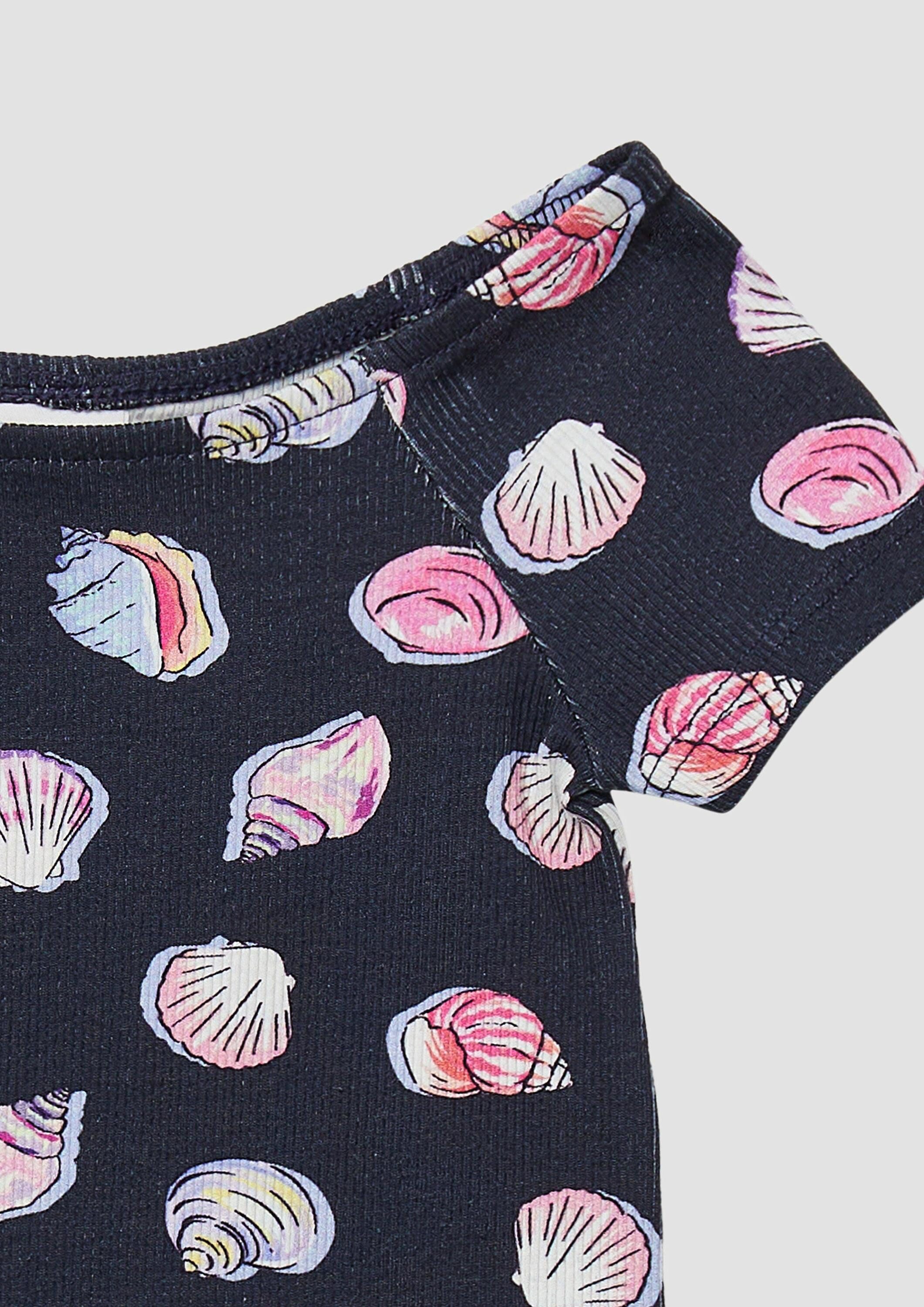 s.Oliver Kurzarmshirt T-Shirt Verkürztes T-Shirt aus Rippware mit Off-Shoulder-Ausschnitt
