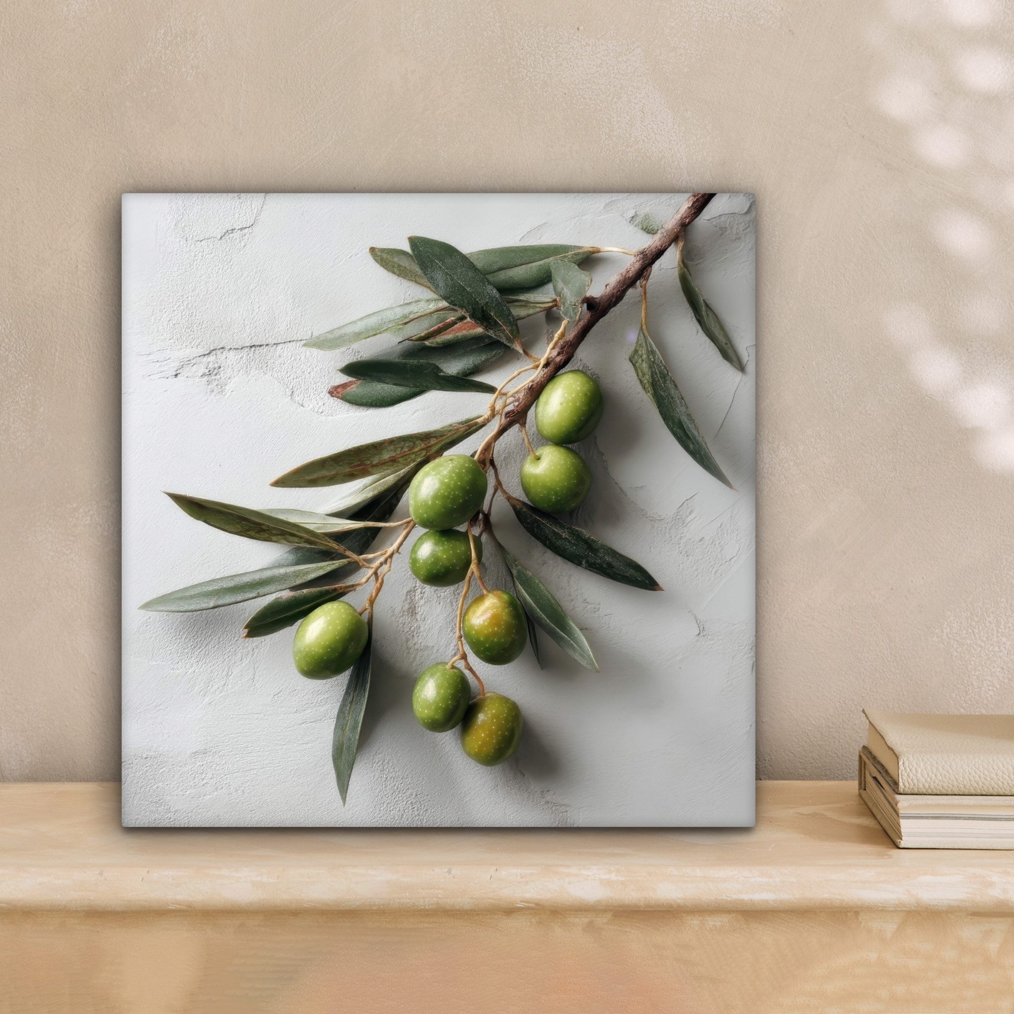 OneMillionCanvasses® Leinwandbild Olivenzweig - Beton - Mediterran, Fotodru günstig online kaufen