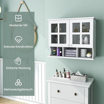 KOMFOTTEU Hängeschrank mit Glastüren & Ablagen, 75 × 28 × 60cm