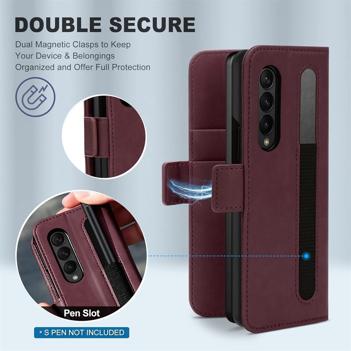 CoolGadget Handyhülle Book Case Elegance Tasche für Samsung Galaxy Z Fold 3 7,6 Zoll, Hülle Halter für Pen Flip Case für Samsung Z Fold 3 5G Schutzhülle – Bild 5 von 5
