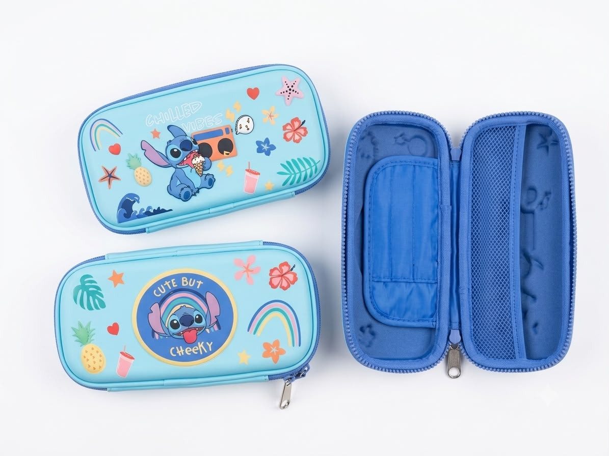 Disney Federmäppchen Stitch Federmäppchen mit Innenfächern und Reißverschluss 22 cm, (Set, 1-tlg., Geschenk-Set), Geräumig mit Stiftehaltern, Netzfach und praktischem Reißverschluss