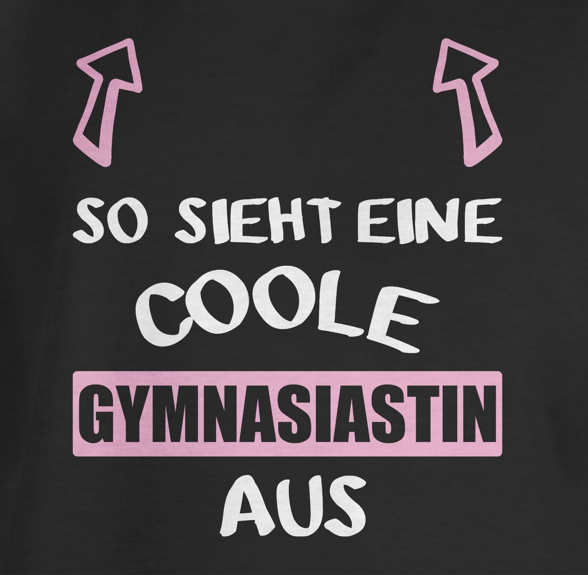 coole Mädchen Shirtracer eine Gymnasiastin 2 T-Shirt sieht Einschulung Schwarz So rosa/weiß aus