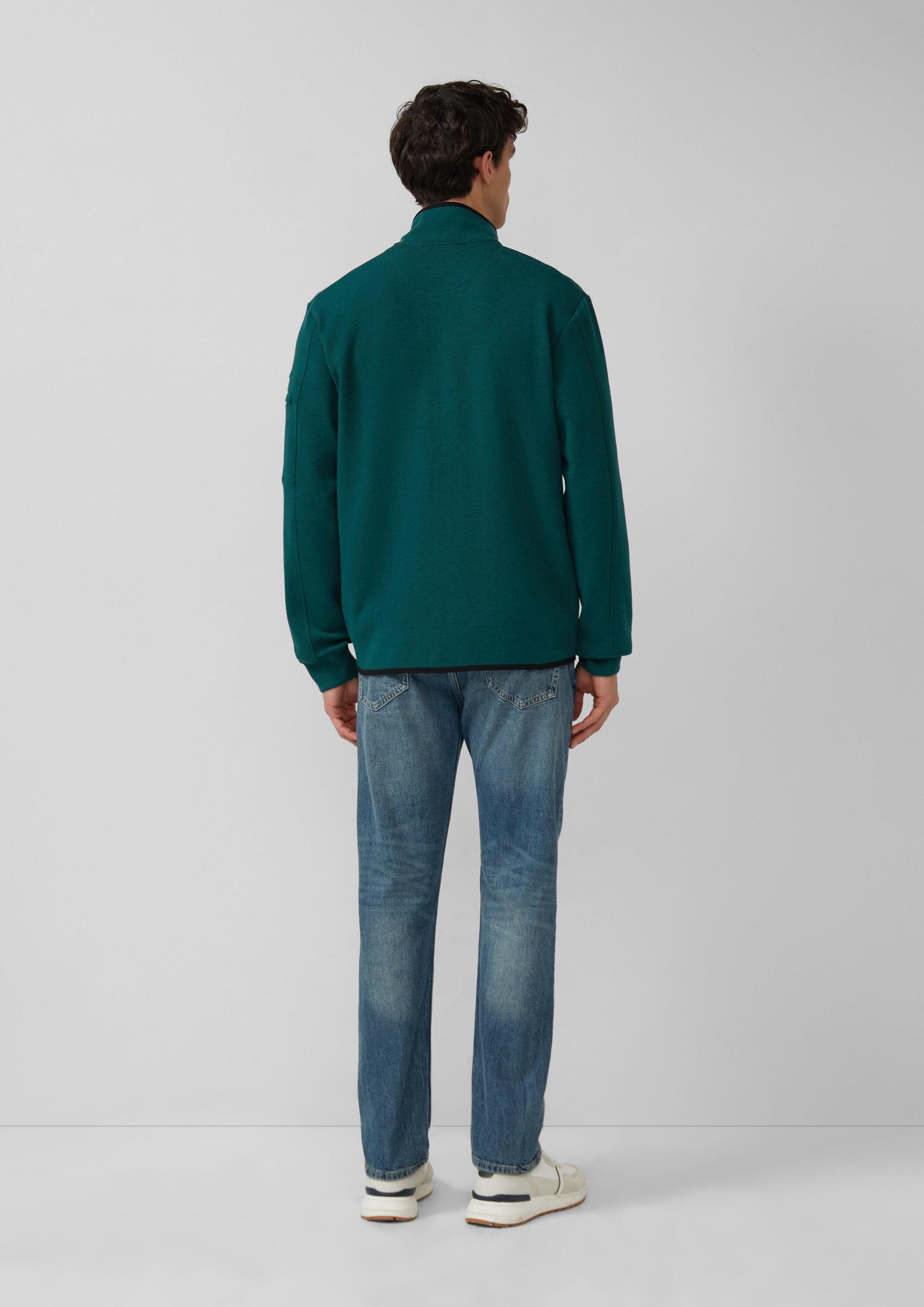 s.Oliver Sweatjacke Sweatshirt Jacke Melierte Sweatjacke mit Ärmeltasche