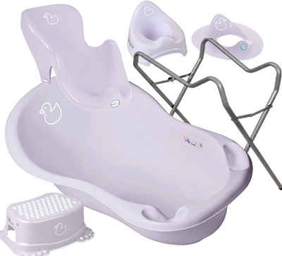 Baby Badewanne mit Badesitz Ständer Badetuch Töpfchen Tritthocker Toilettensitz 