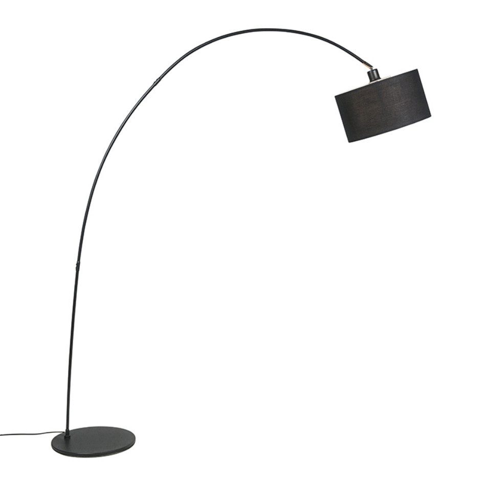 Qazqa Bogenlampe Vinossa, Dimmbar, LED wechselbar, Warmweiß, QAZQA Bogen­lampe, e27, Schwarz, Stahl, Modern