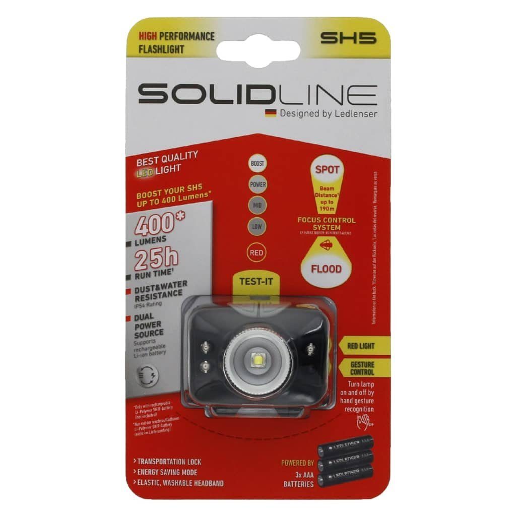 SOLIDLINE Taschenlampe LED-Stirnlampe SH5 400 lm Rotlicht