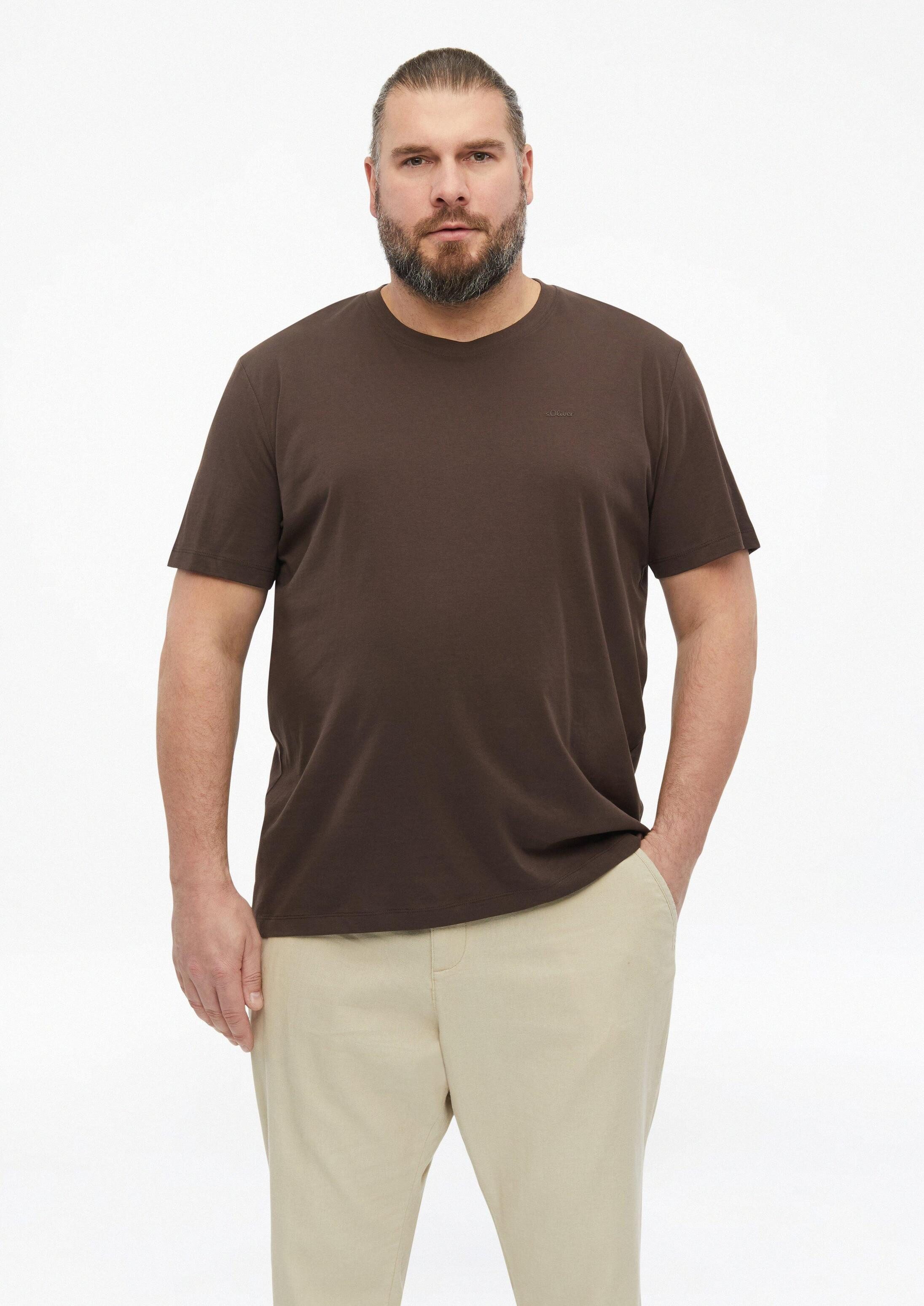 s.Oliver Kurzarmshirt T-Shirt Baumwoll-T-Shirt mit Logo-Print
