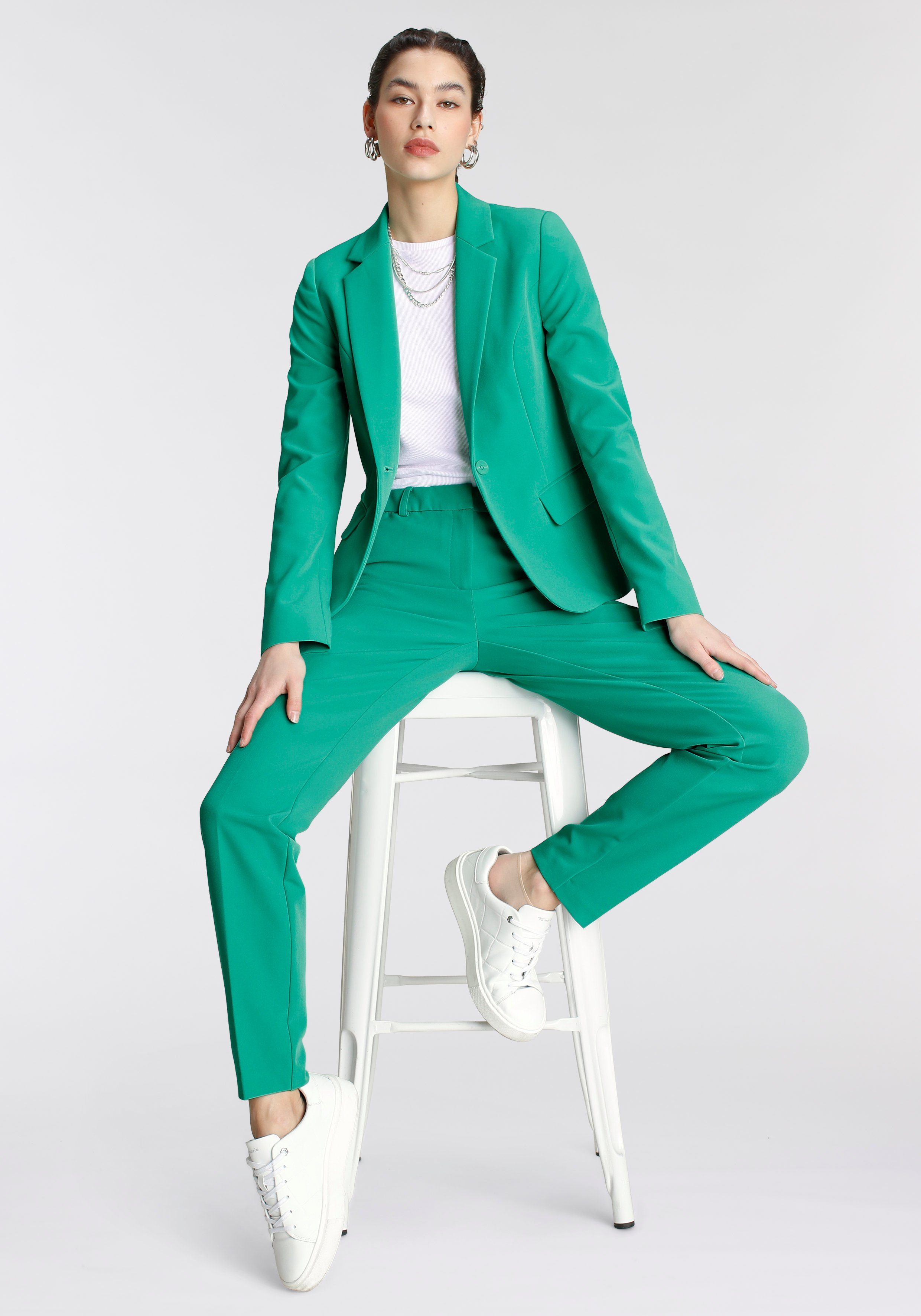 in Trendfarben grün Material') (Hose Tamaris Anzughose nachhaltigem aus
