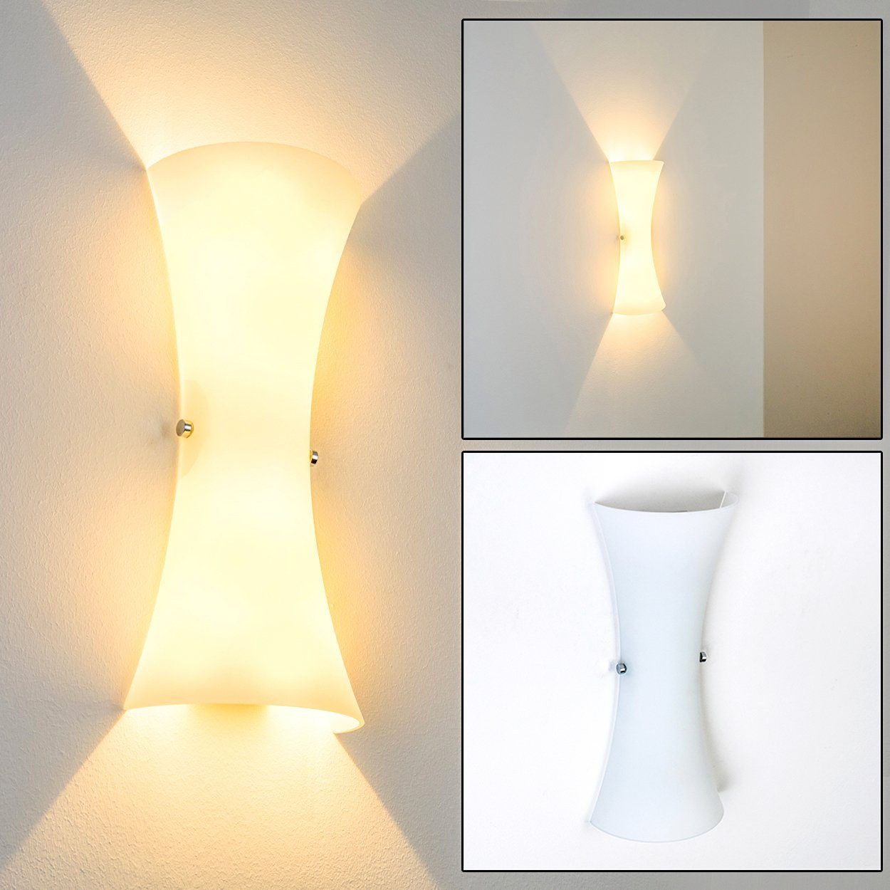 hofstein Wandleuchte »Usellus« Wandlampe in Weiß, ohne Leuchtmittel, Glas mit Lichteffekt, 2xG9, Innen mit Up & Down-Effekt