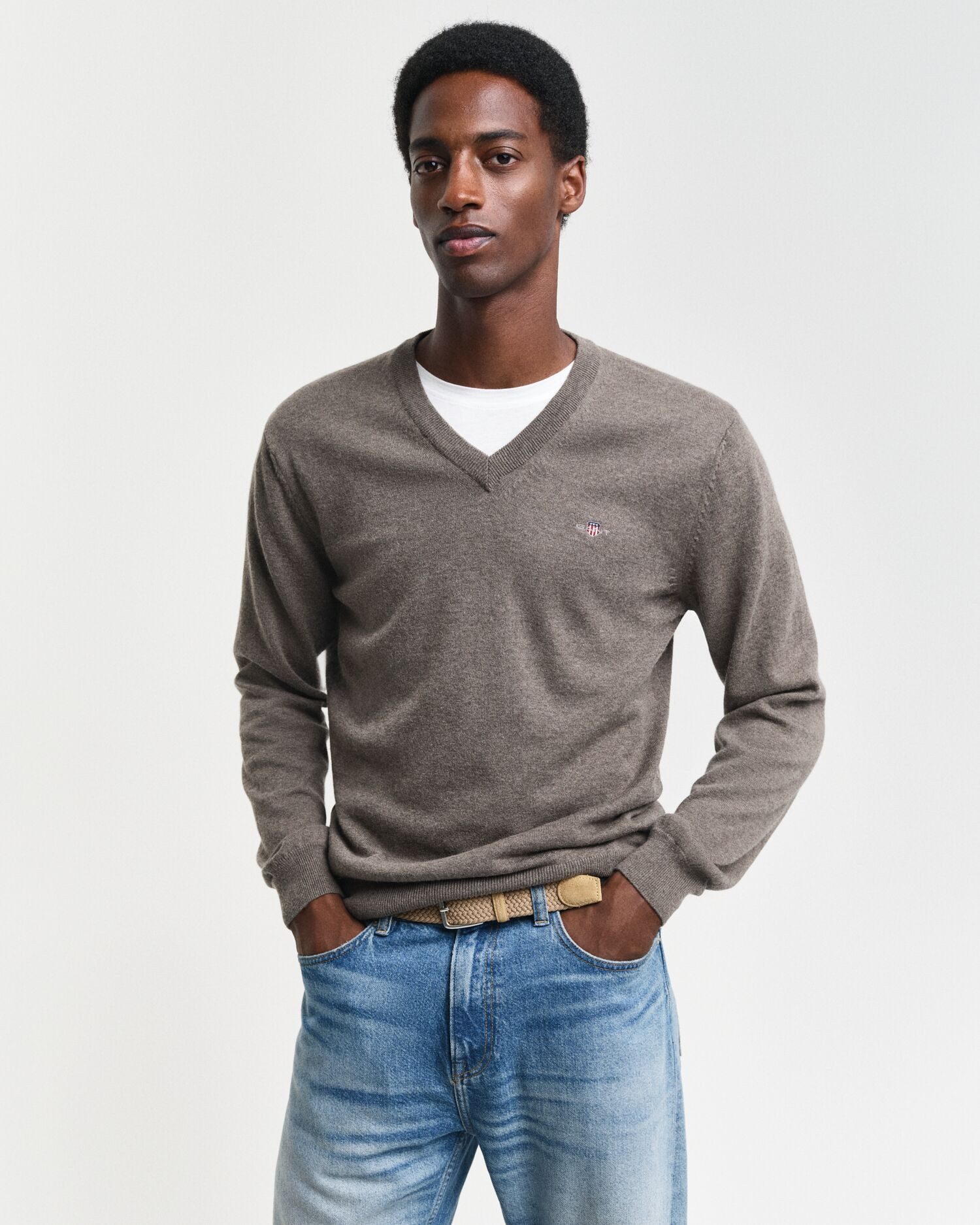 Gant V-Ausschnitt-Pullover COTTON/WOOL normale Passform, Вязаные свитера
