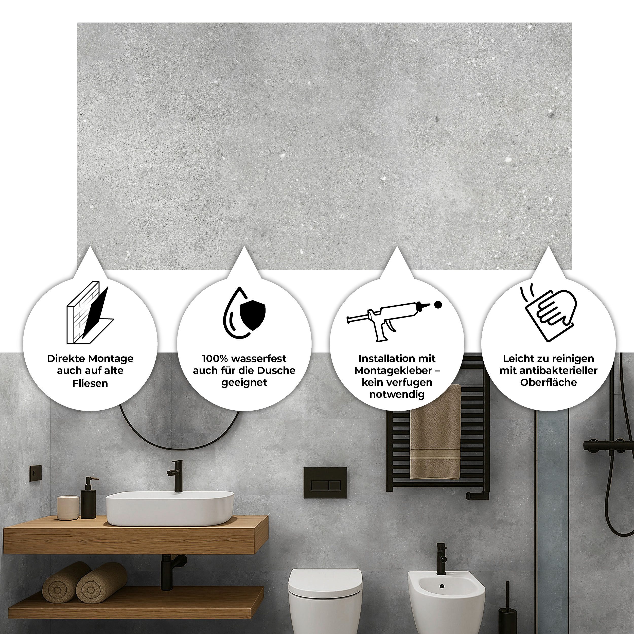 Revet Wandpaneel Wandfliese Kunststoff - wasserfest, kratzfest, alte Fliesen überkleben, BxL: 30x60 cm, 0,18 qm, (Packung mit 2,16 m², 12-tlg., Versandkostenfreie Lieferung) Wandverkleidung im Fliesendesign, wasserfest, pflegeleicht