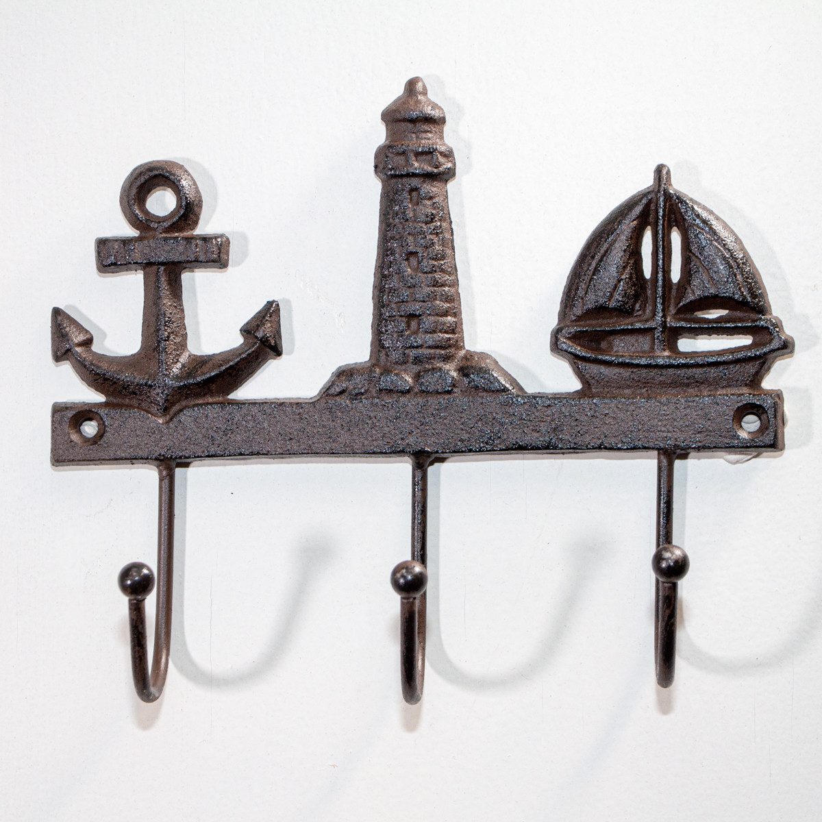 Antikas Wanddekoobjekt Flurgarderobe, 3 Haken, Maritim, Eisen, Braun