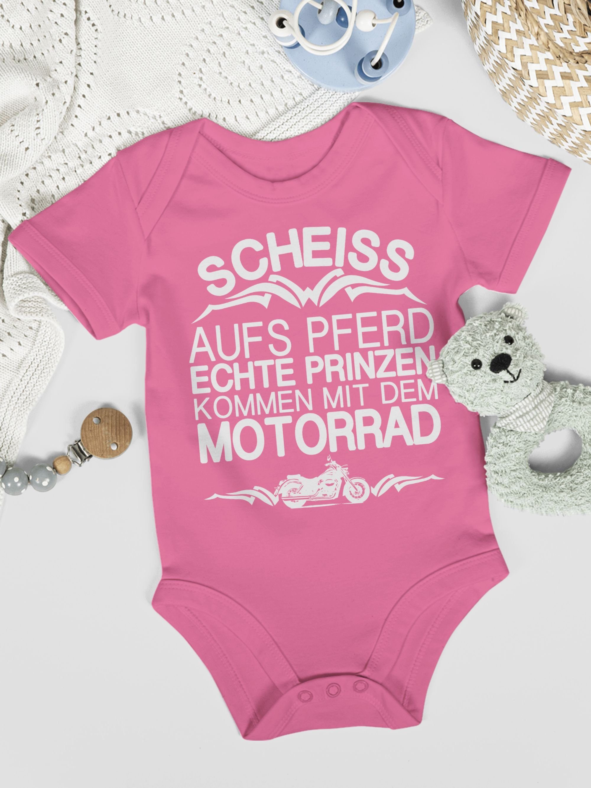 Shirtracer Shirtbody Scheiß aufs mit Prinzen kommen Pink Sprüche echte Motorrad 3 Baby dem Pferd