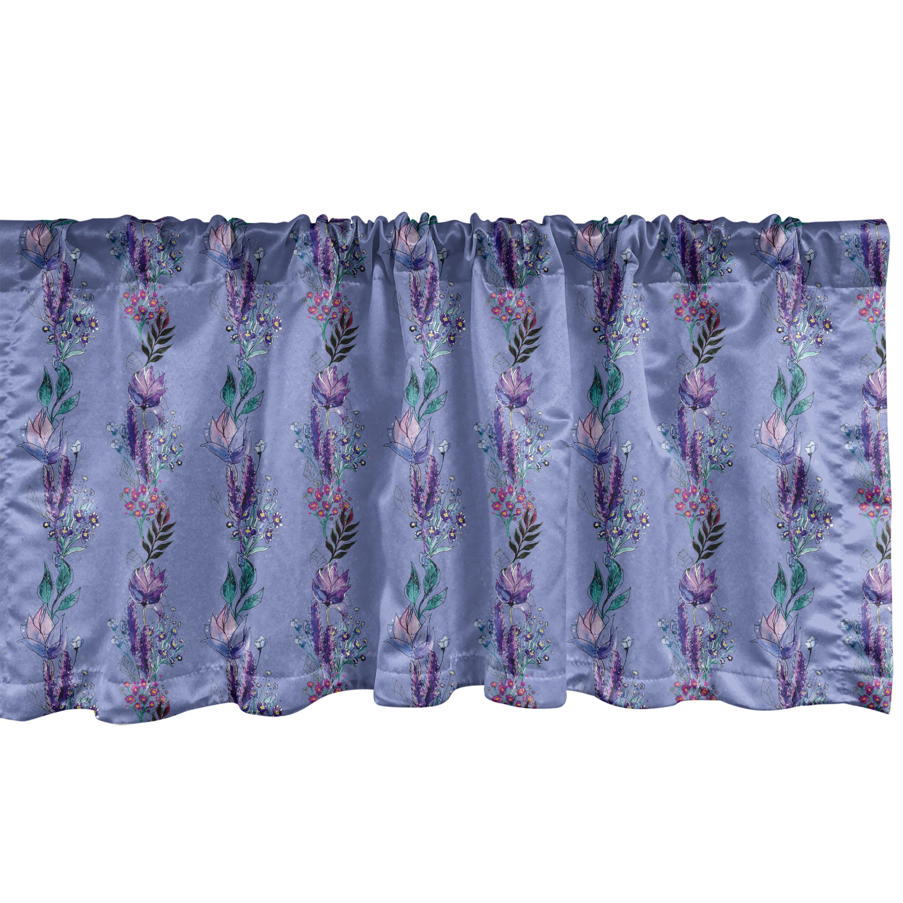 Scheibengardine Vorhang Blumen Dekor Boho Linien Abakuhaus, Microfaser, Volant Stangentasche, Schlafzimmer Küche mit für Blumenstrauß