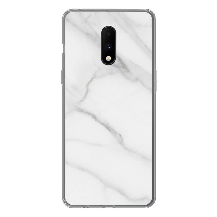 MuchoWow Handyhülle Marmor - Strukturiert - Weiß - Grau - Stein - Marmoroptik Phone Case Handyhülle OnePlus 7 Silikon Schutzhülle
