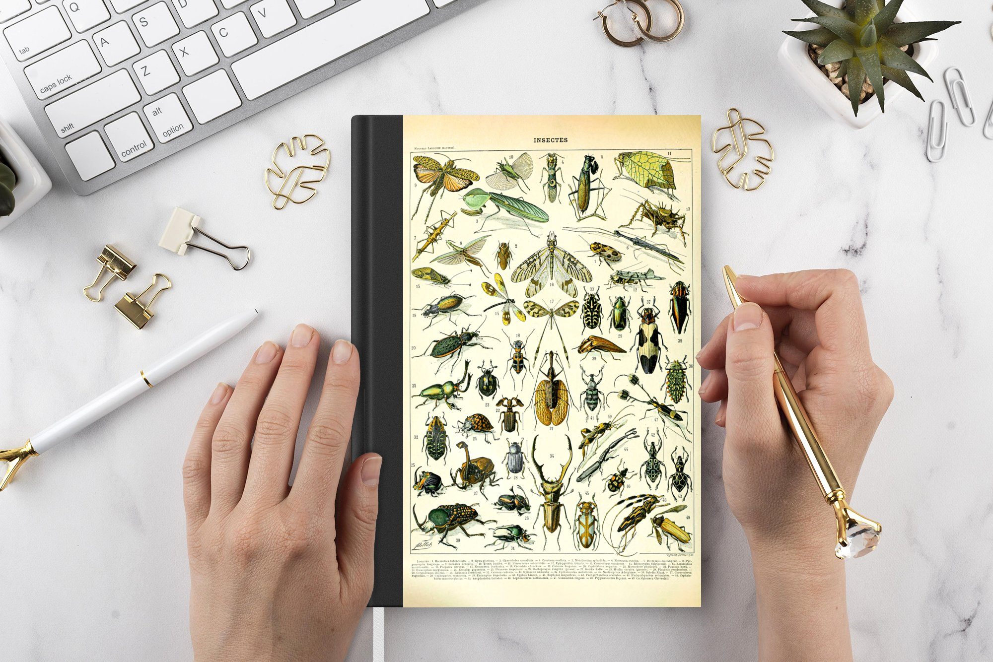 MuchoWow Notizbuch Insekten Tagebuch, Haushaltsbuch Gestaltung, Journal, A5, Tiere Notizheft, 98 Seiten, Merkzettel, - 