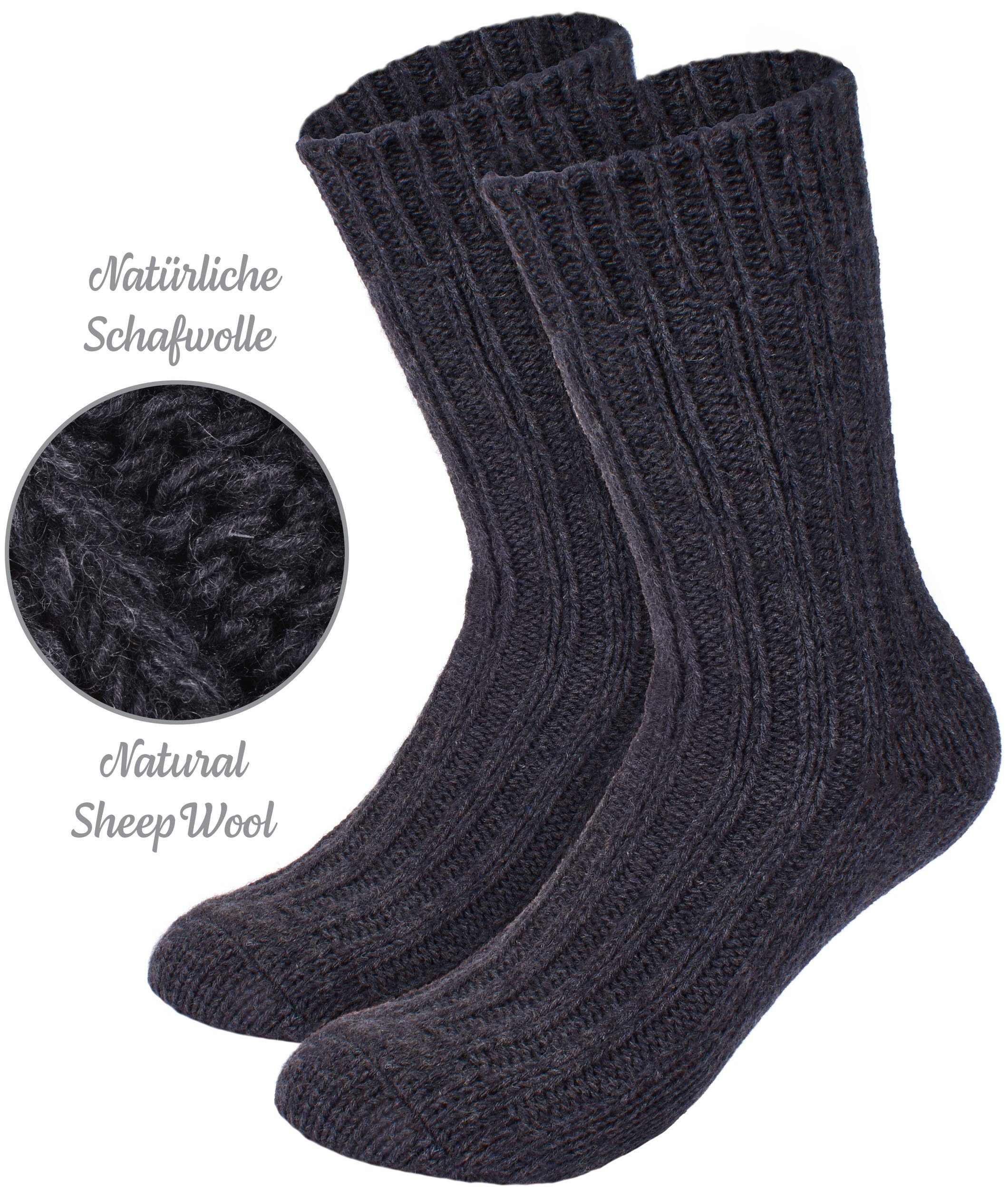 BRUBAKER Socken Wollsocken für - Damen Anthrazit Grau mit Flauschiges Schafwolle und Wintersocken Herren Set Winter Thermosocken Stricksocken) Warme (4-Paar, und Set