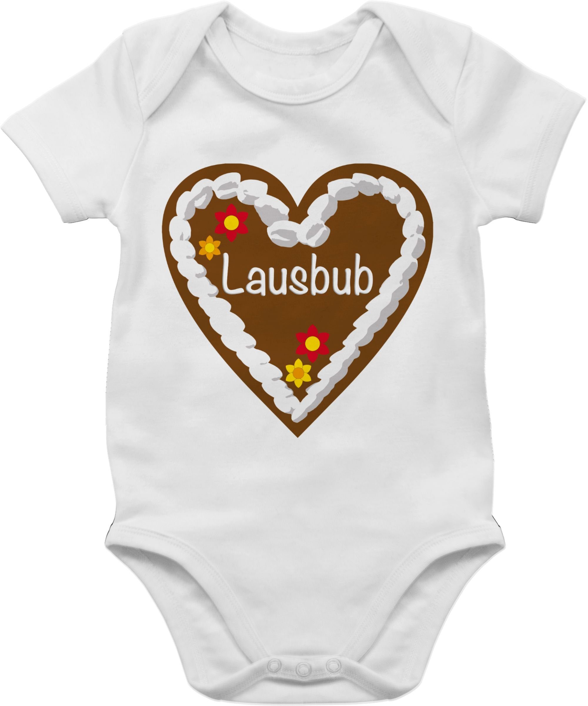 Shirtracer Shirtbody Lebkuchenherz Lausbub Mode für Oktoberfest Baby Outfit 2 Weiß