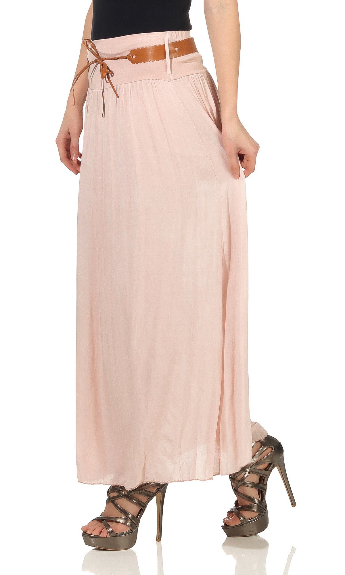 CLEO STYLE Maxirock Damen Rock 102 Rosa
