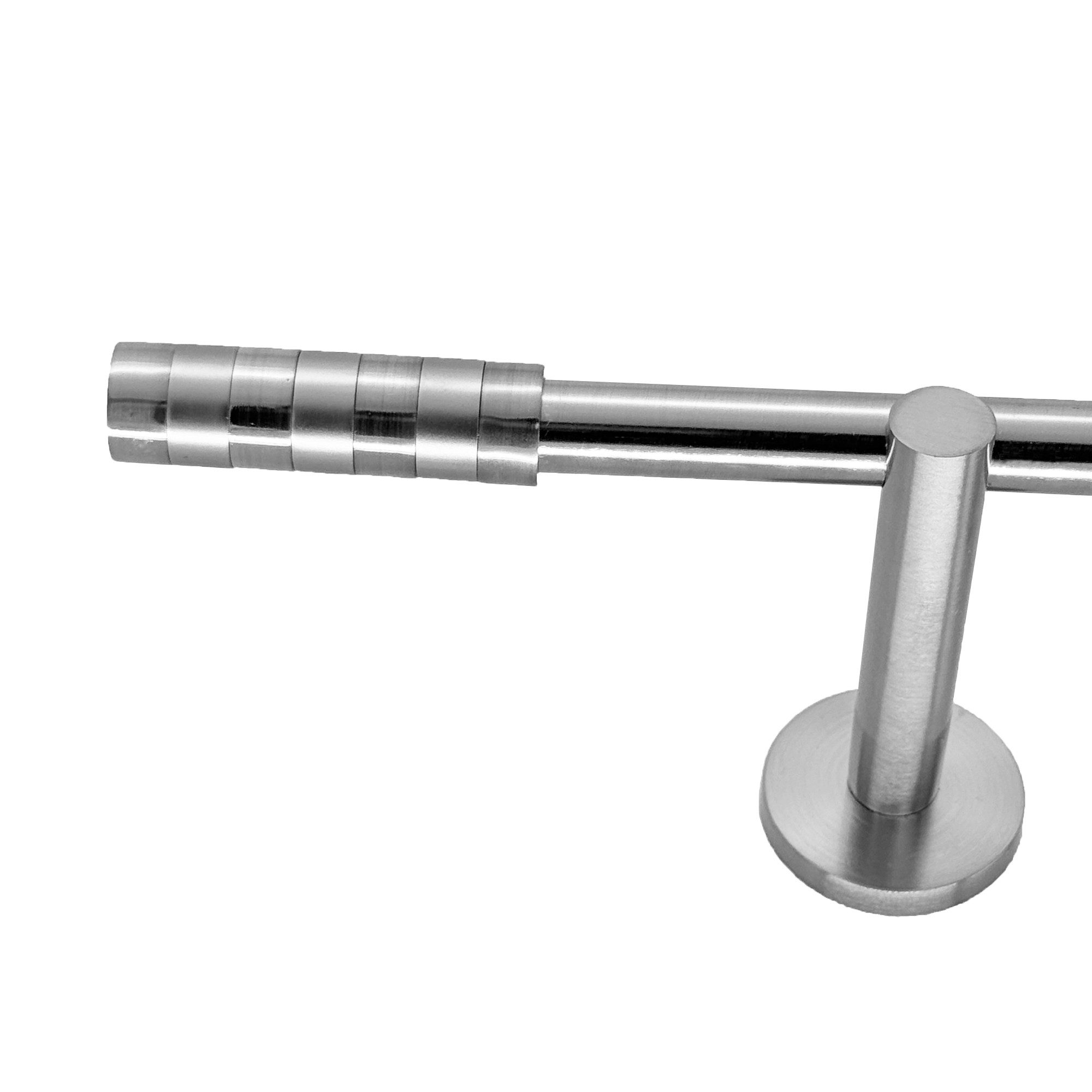 BASIT Gardinenstange Rohr Edelstahloptik 16 mm mit Wandträgern 240 cm E12, Ø 16 mm, 1-läufig, verschraubt, Metall, H12 240 cm E12 Zylinder