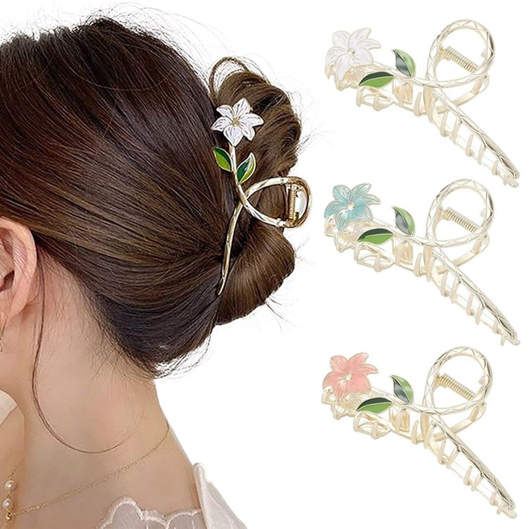 DAYUT Haarclip 3 Stück Haarspangen, Blumen-Haarspangen für Frauen, 3-tlg.