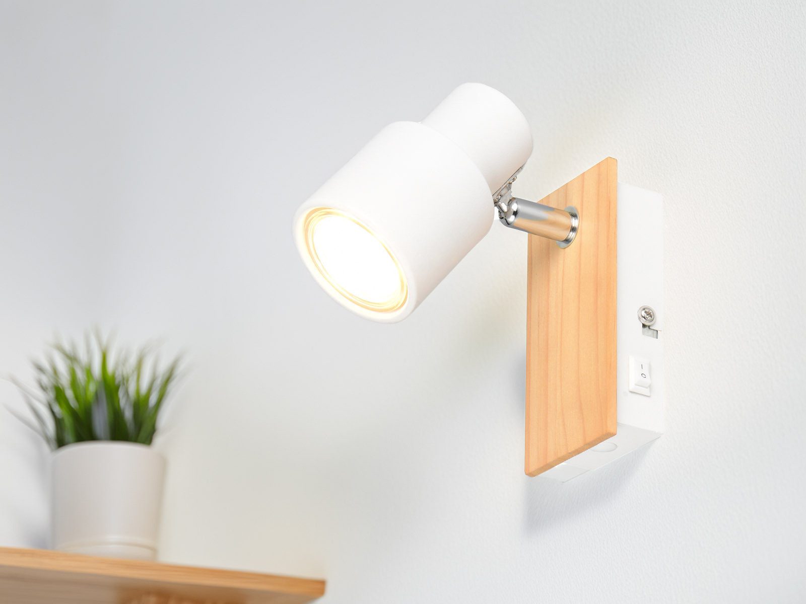 Reality Leuchten LED Wandstrahler, Dimmfunktion, LED wechselbar, über Schalter in 3 Stufen dimmbar, warmweiß, Licht-strahler innen Nachttischlampe Wand-lampe mit Schalter Höhe 15cm